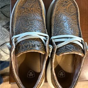 Ariat Floral Embossed Tan Loafers